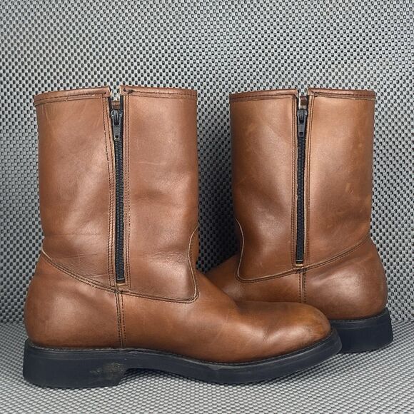 Fin & Feather Insulated Boots Mens 8.5 D Brown Leather Zipper Made In USA - Picture 4 of 13